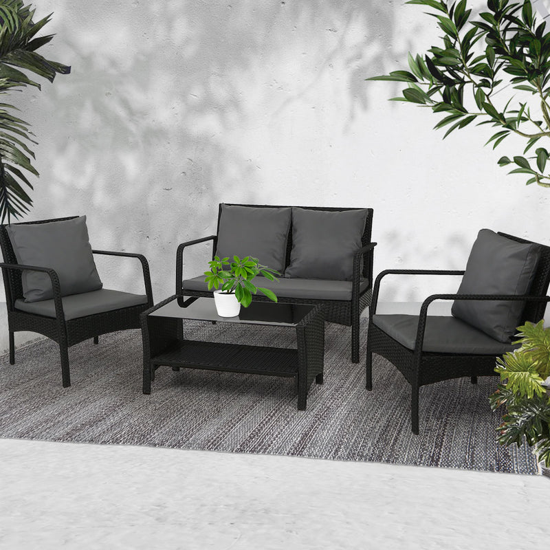 Gardeon Outdoor Furniture Lounge Table Chairs Garden Patio Wicker Sofa Set - Sale Now