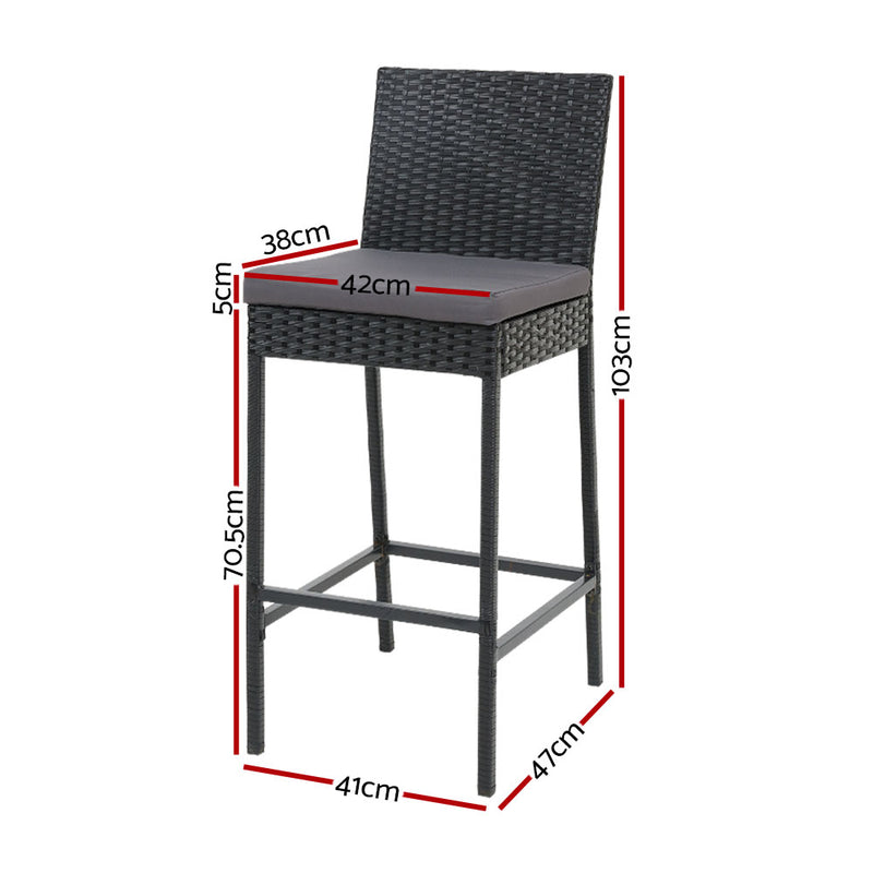 Gardeon Set of 4 Outdoor Bar Stools Dining Chairs Wicker Furniture - Sale Now