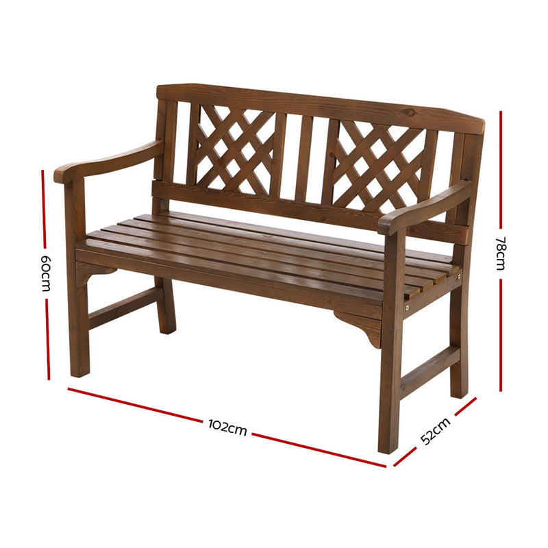 Gardeon Wooden Garden Bench 2 Seat Patio Furniture Timber Outdoor Lounge Chair Natural - Sale Now