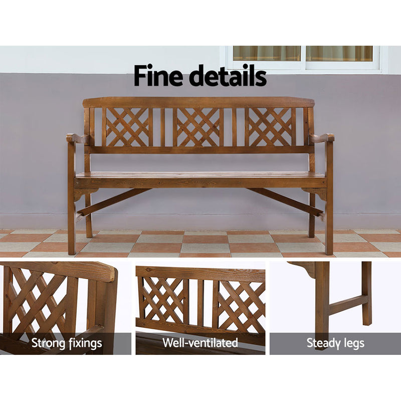 Gardeon Wooden Garden Bench 3 Seat Patio Furniture Timber Outdoor Lounge Chair Natural - Sale Now