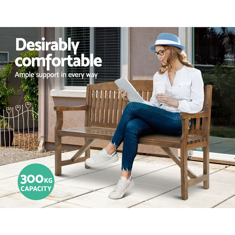 Gardeon Wooden Garden Bench Chair Natural Outdoor Furniture Décor Patio Deck 3 Seater - Sale Now