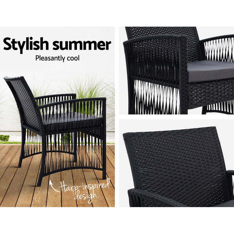 Gardeon Patio Furniture Outdoor Bistro Set Dining Chairs Setting 3 Piece Wicker - Sale Now