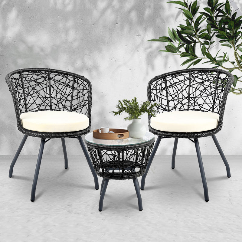 Gardeon Outdoor Patio Chair and Table - Black - Sale Now