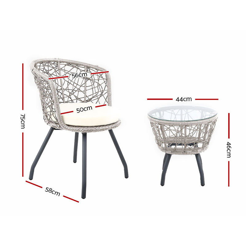 Gardeon Outdoor Patio Chair and Table - Grey - Sale Now