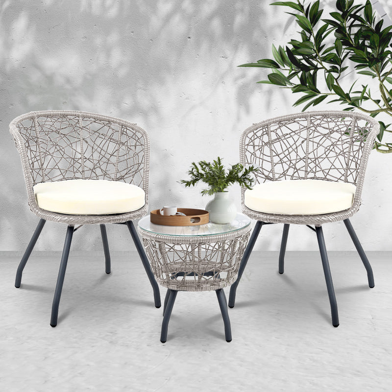 Gardeon Outdoor Patio Chair and Table - Grey - Sale Now