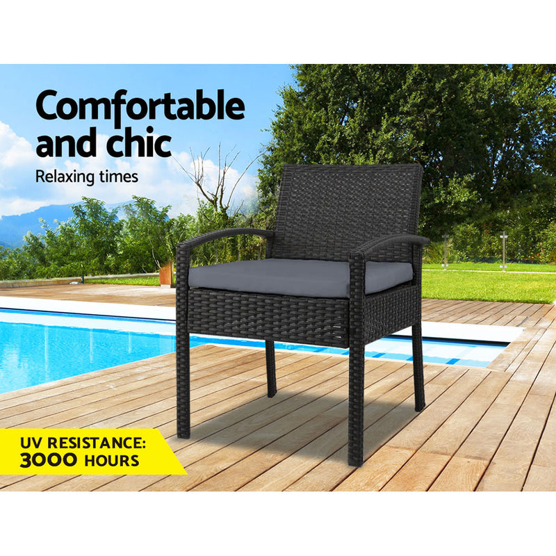 Gardeon Outdoor Furniture Bistro Wicker Chair Black - Sale Now