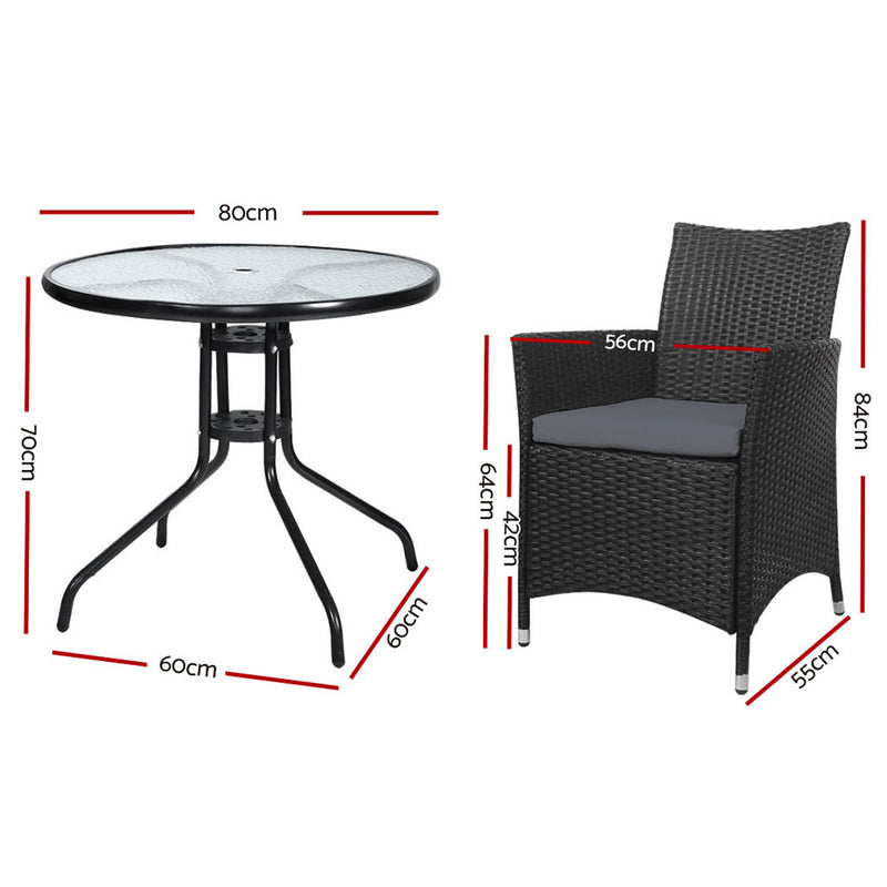 Gardeon Outdoor Furniture Dining Chair Table Bistro Set Wicker Patio Setting Tea Coffee Cafe Bar Set - Sale Now