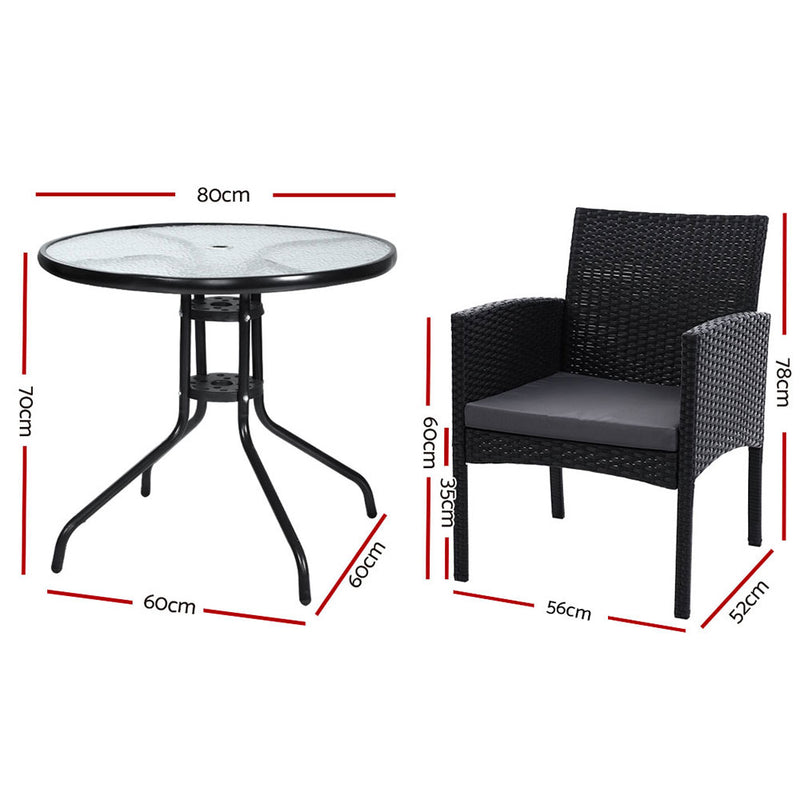 Gardeon Outdoor Bistro Chairs Patio Furniture Dining Chair Wicker Garden Cushion Tea Coffee Cafe Bar Set - Sale Now