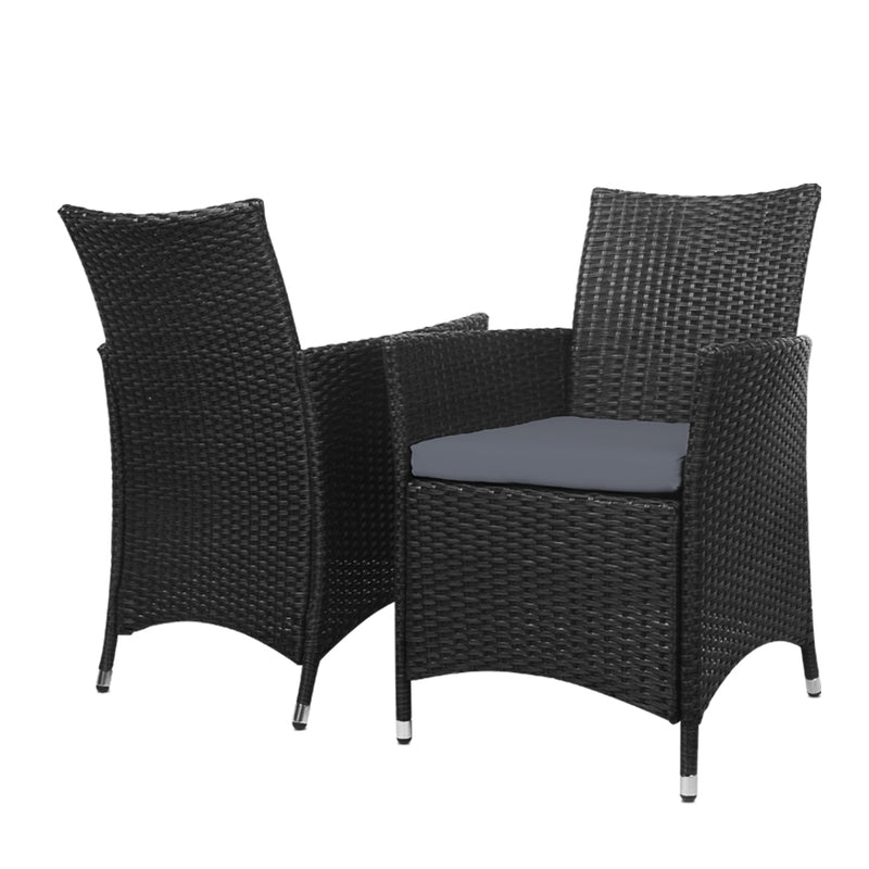 Gardeon Outdoor Furniture Wicker Chairs Bar Table Cooler Ice Bucket Patio Coffee Bistro Set - Sale Now