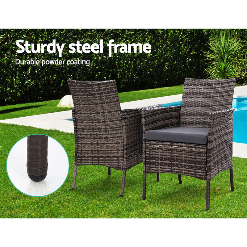 Outdoor Dining Set Patio Furniture Wicker Chairs Table Mixed Grey 5PCS - Sale Now