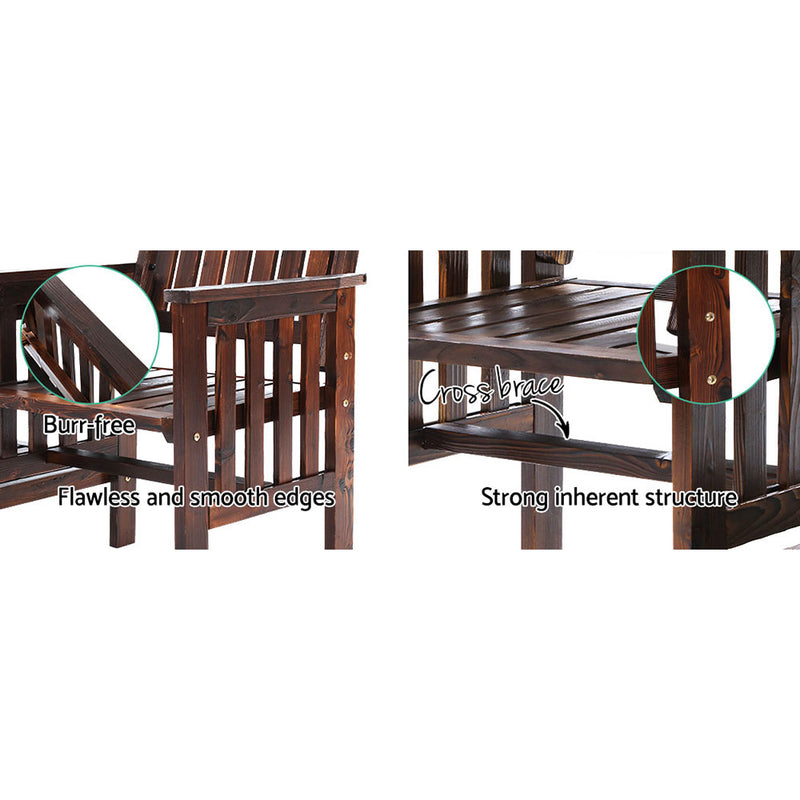 Gardeon Garden Bench Chair Table Loveseat Wooden Outdoor Furniture Patio Park Charcoal - Sale Now