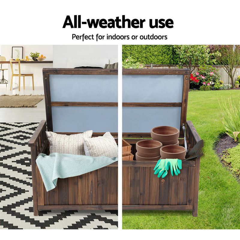 Gardeon Outdoor Storage Box Wooden Garden Bench Chest Toy Tool Sheds Furniture - Sale Now