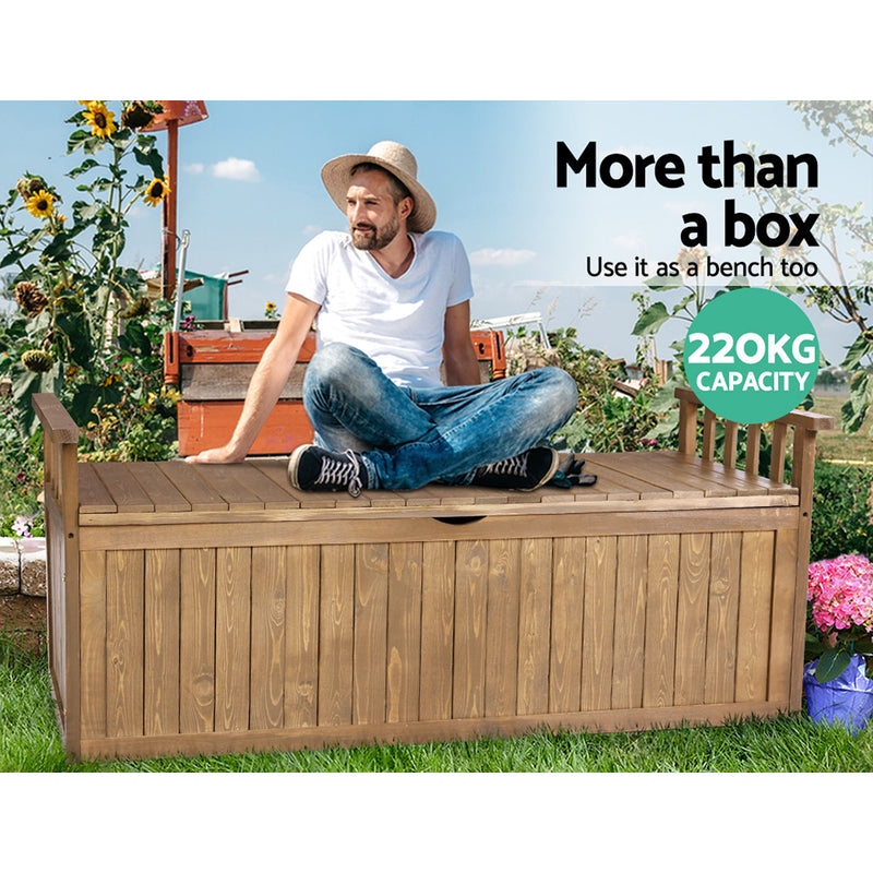 Gardeon Outdoor Storage Box Wooden Garden Bench 128.5cm Chest Tool Toy Sheds XL - Sale Now