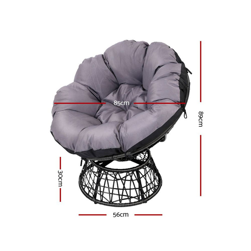 Gardeon Papasan Chair - Black - Sale Now