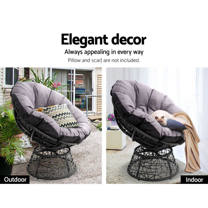 Gardeon Papasan Chair - Black - Sale Now