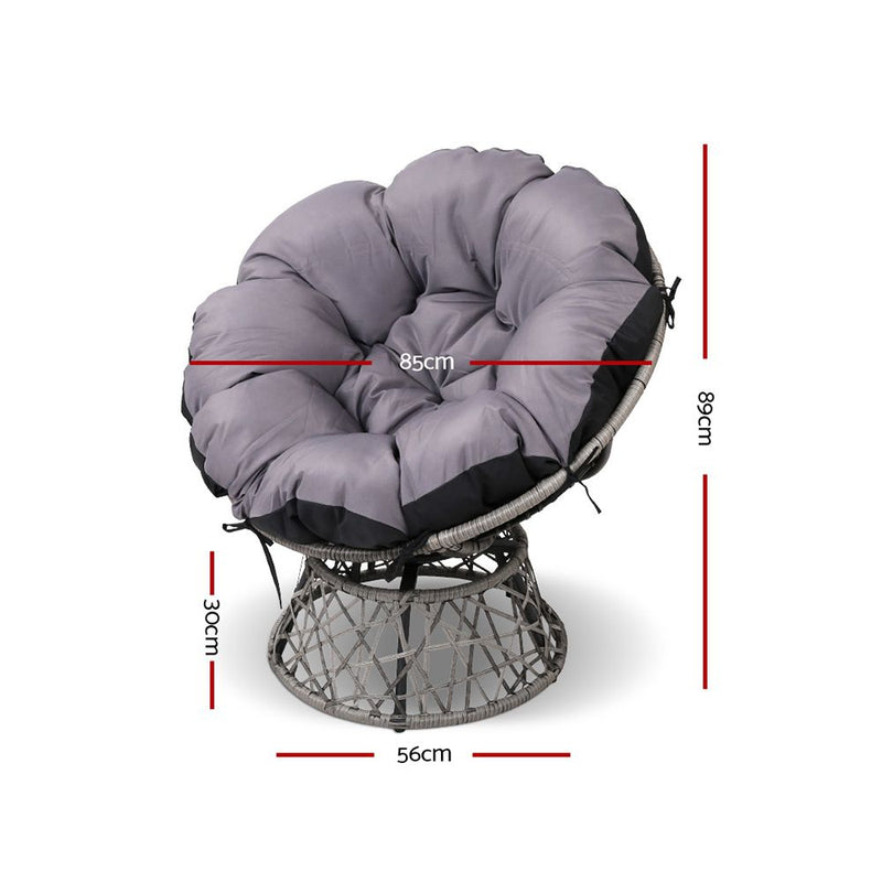 Gardeon Papasan Chair - Grey - Sale Now