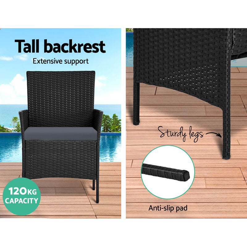 Gardeon Garden Furniture Outdoor Lounge Setting Wicker Sofa Patio Storage Cover Black - Sale Now