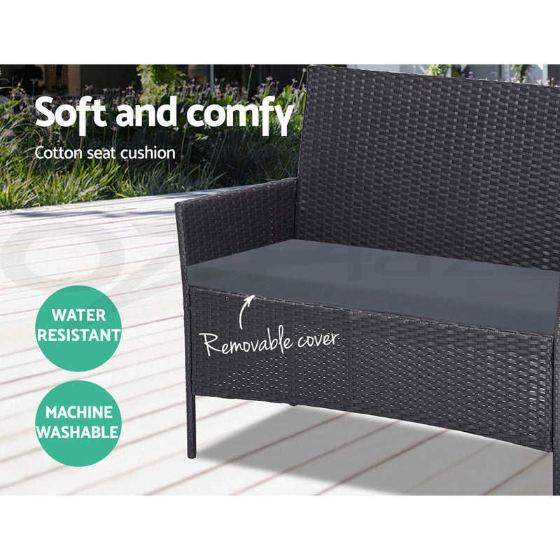 Gardeon Outdoor Furniture Wicker Set Chair Table Dark Grey 4pc - Sale Now