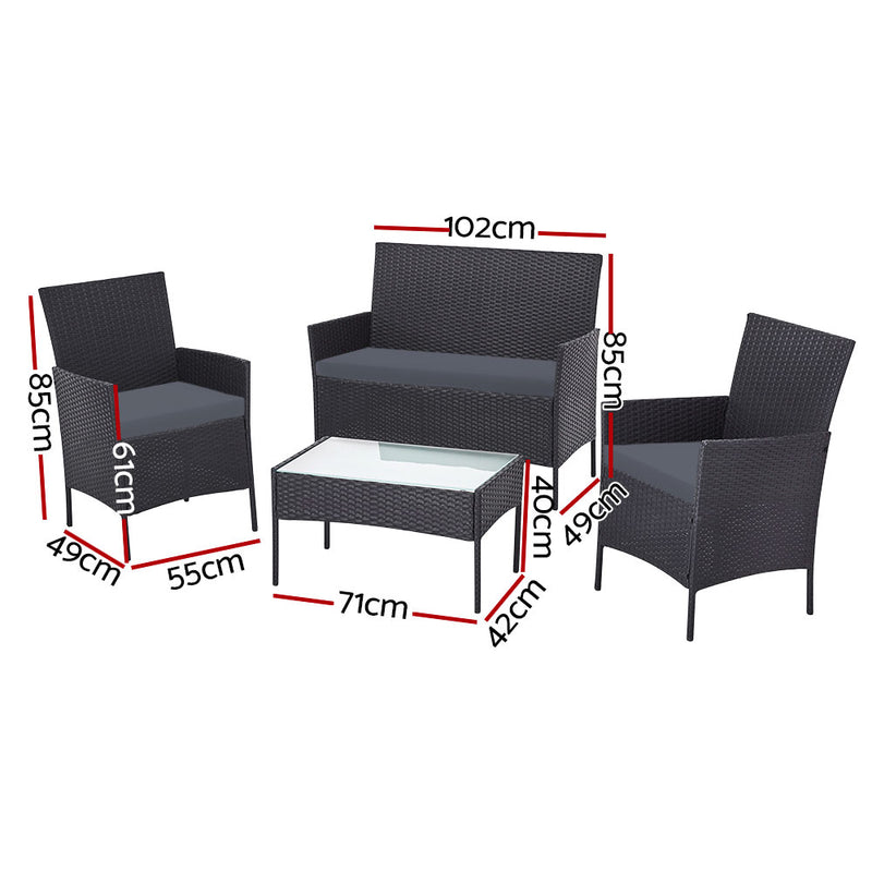 Gardeon Garden Furniture Outdoor Lounge Setting Wicker Sofa Patio Storage cover Grey - Sale Now