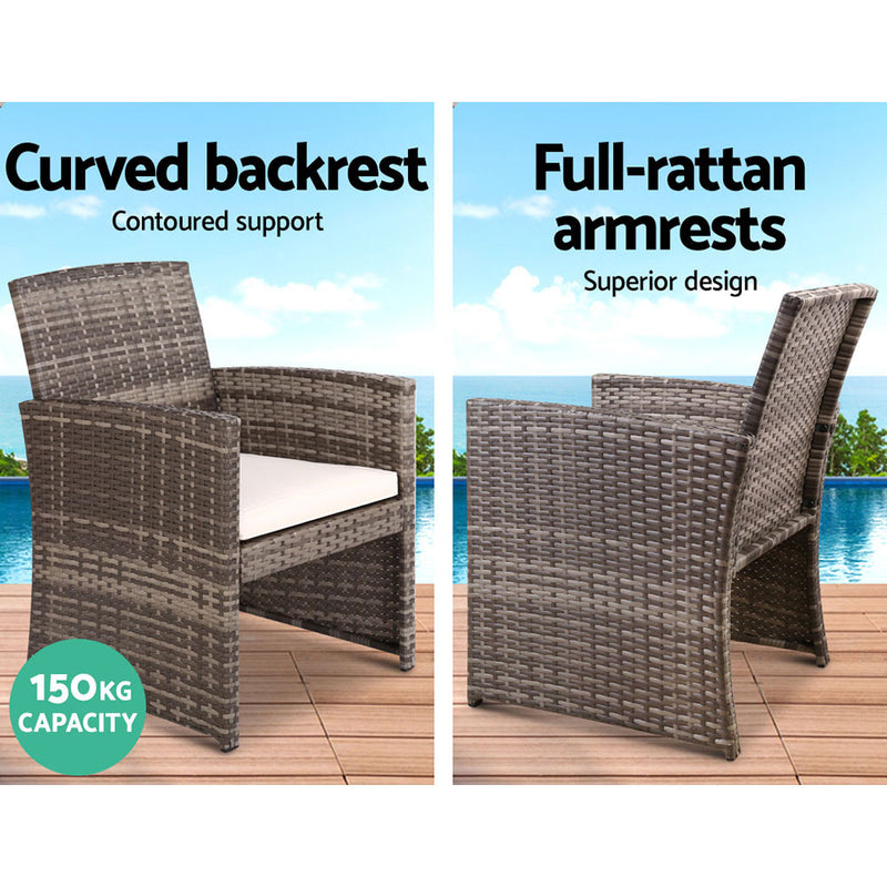 Gardeon Garden Furniture Outdoor Lounge Setting Wicker Sofa Set Storage Cover Mixed Grey - Sale Now