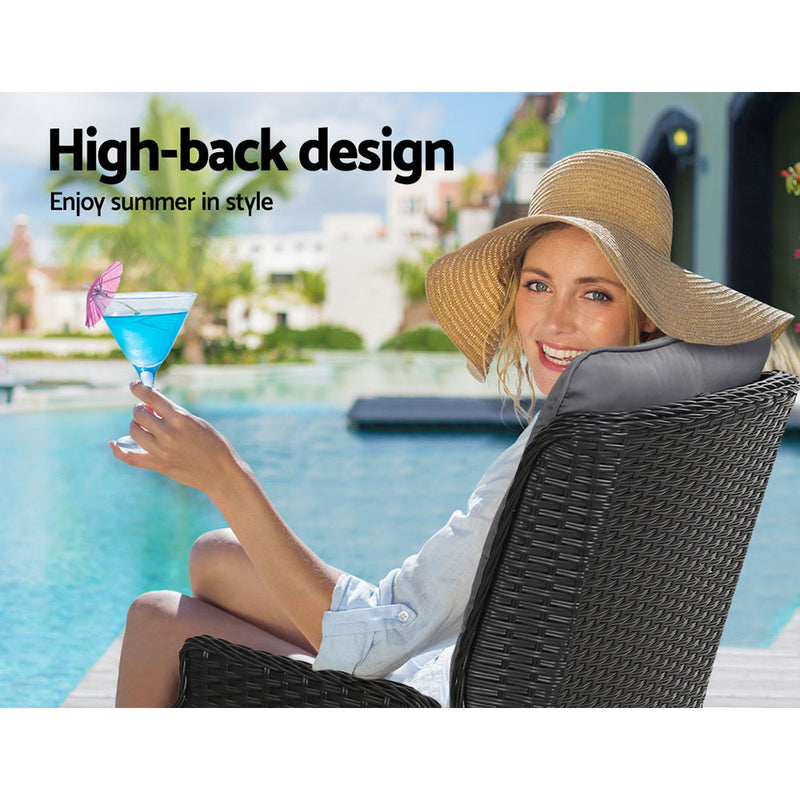 Gardeon Set of 2 Recliner Chairs Sun lounge Outdoor Setting Patio Furniture Wicker Sofa - Sale Now