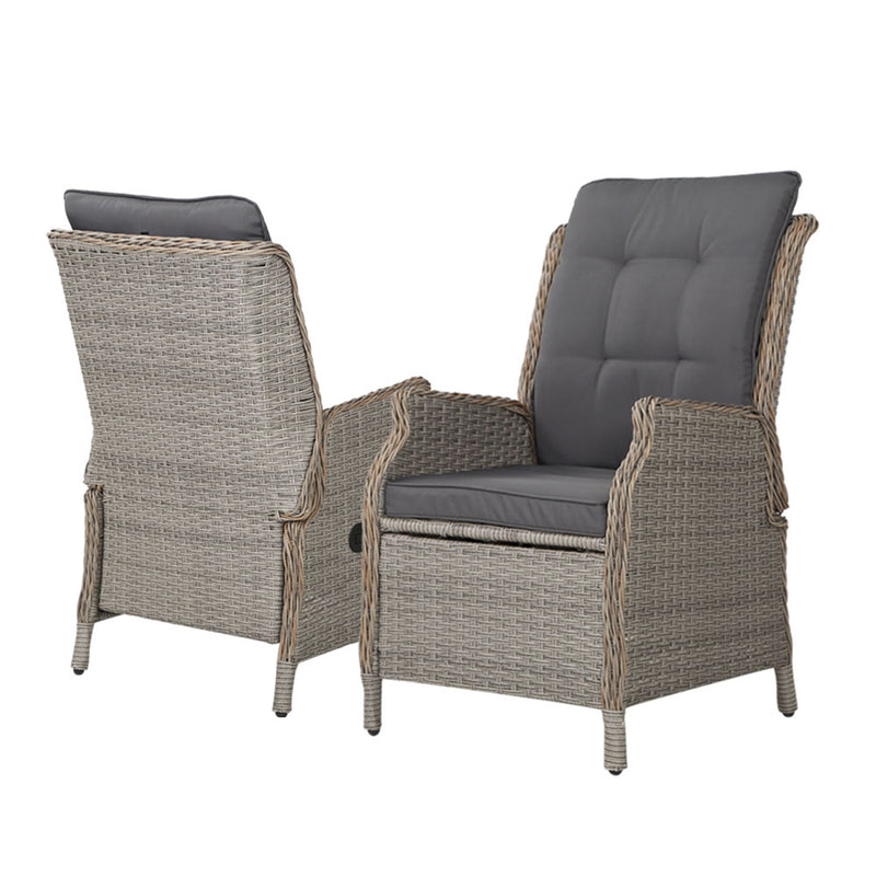 Gardeon Recliner Chairs Sun lounge Outdoor Setting Patio Furniture Garden Wicker - Sale Now