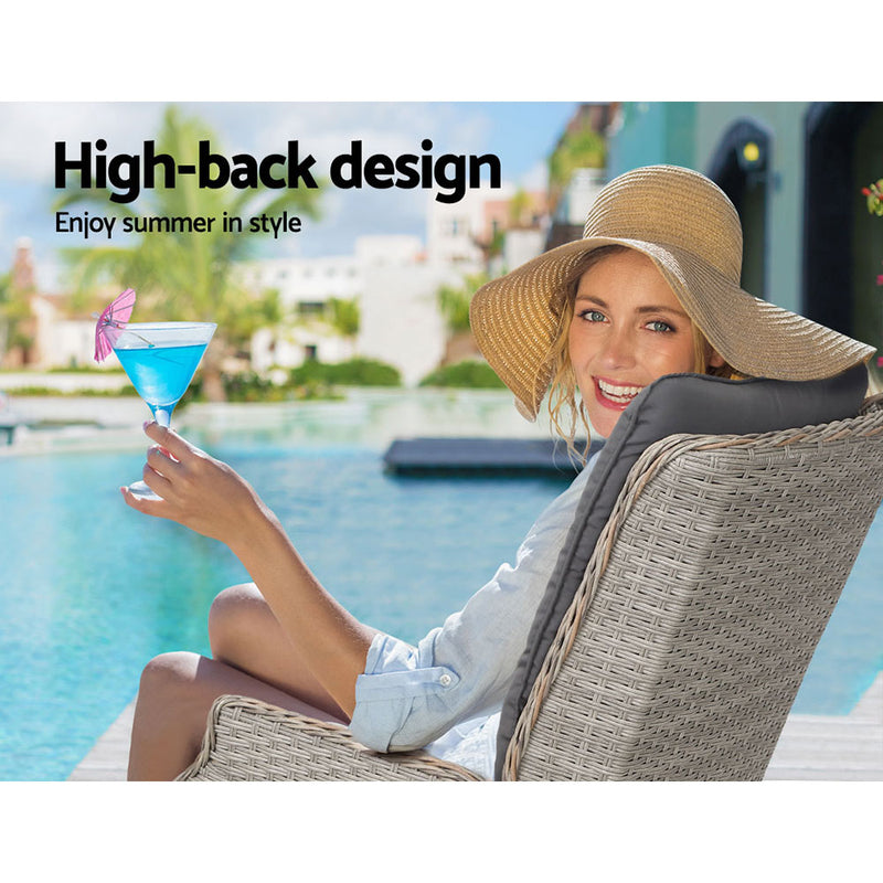 Gardeon Recliner Chairs Outdoor Sun lounge Setting Patio Furniture Wicker Sofa - Sale Now