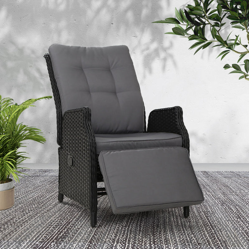 Gardeon Recliner Chair Sun lounge Setting Outdoor Furniture Patio Wicker Sofa - Sale Now
