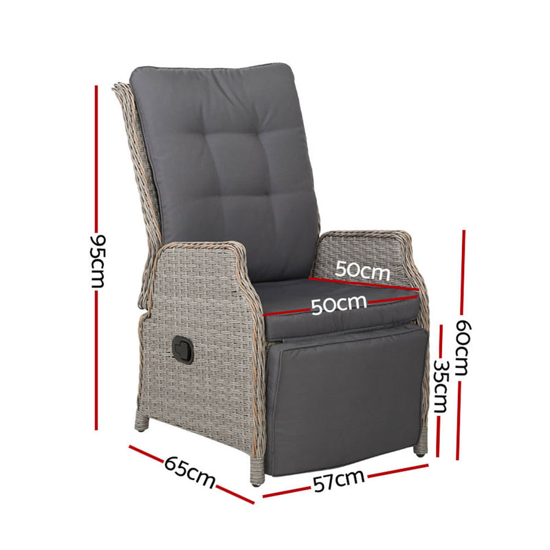 Gardeon Sun lounge Setting Recliner Chair Outdoor Furniture Patio Wicker Sofa - Sale Now