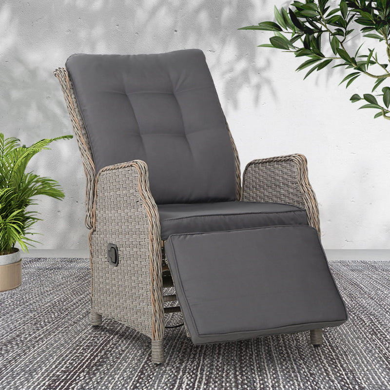 Gardeon Sun lounge Setting Recliner Chair Outdoor Furniture Patio Wicker Sofa - Sale Now