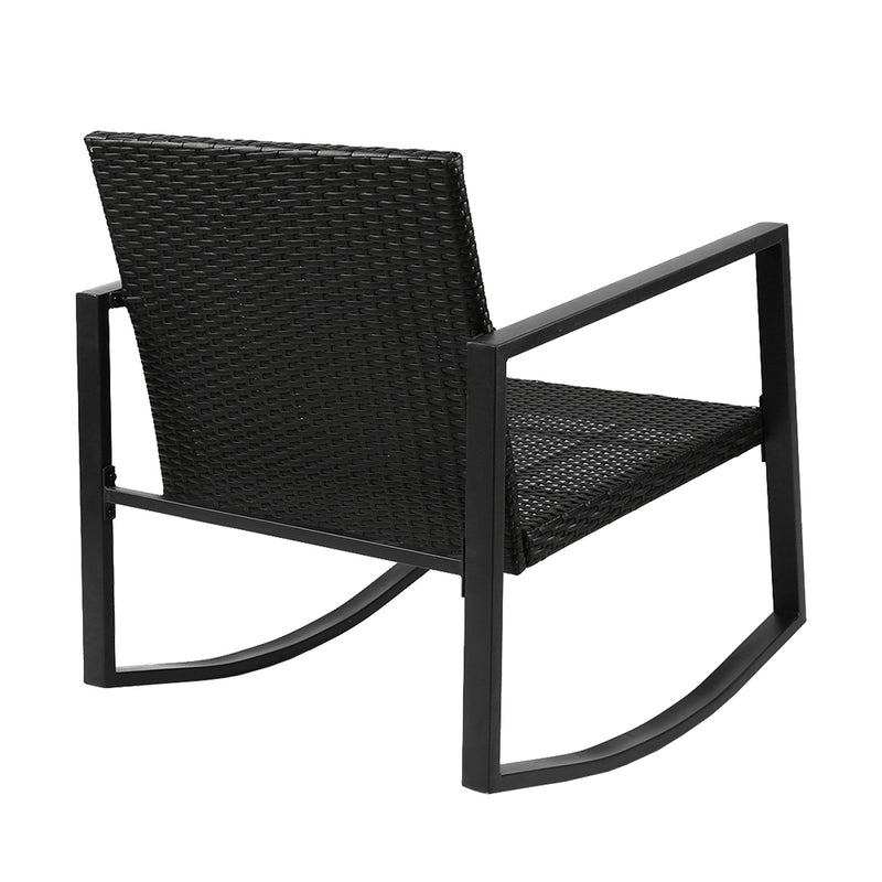 Gardeon Outdoor Chair Rocking Set - Black - Sale Now