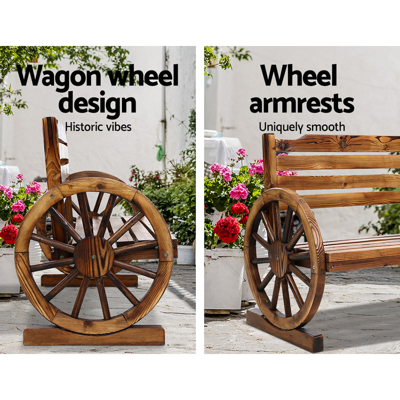 Gardeon Garden Bench Wooden Wagon Chair 3 Seat Outdoor Furniture Backyard Lounge - Sale Now