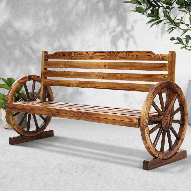 Gardeon Garden Bench Wooden Wagon Chair 3 Seat Outdoor Furniture Backyard Lounge - Sale Now