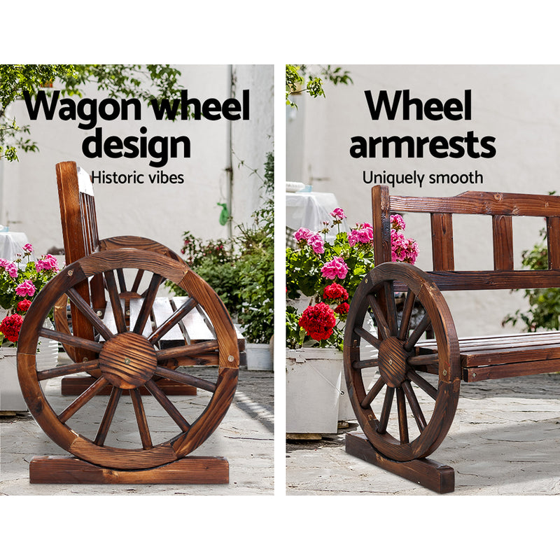 Gardeon Garden Bench Wooden Wagon Chair 3 Seat Outdoor Furniture Backyard Lounge Charcoal - Sale Now