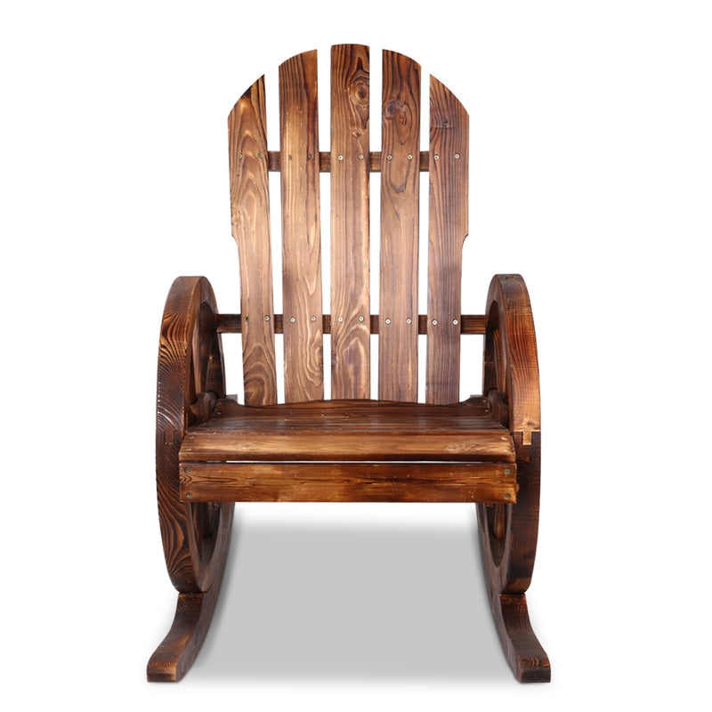Gardeon Wagon Wheels Rocking Chair - Brown - Sale Now