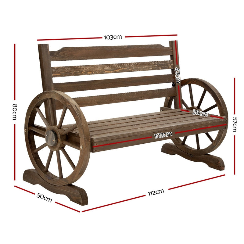 Gardeon Park Bench Wooden Wagon Chair Outdoor Garden Backyard Lounge Furniture - Sale Now