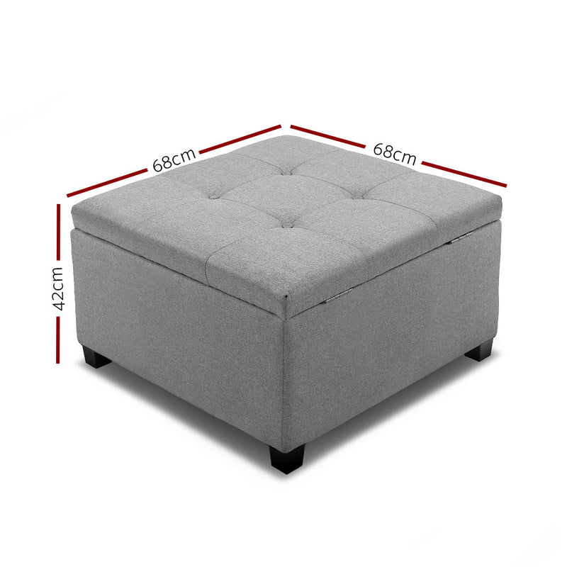 Artiss Storage Ottoman Blanket Box Linen Foot Stool Chest Couch Bench Toy Grey - Sale Now