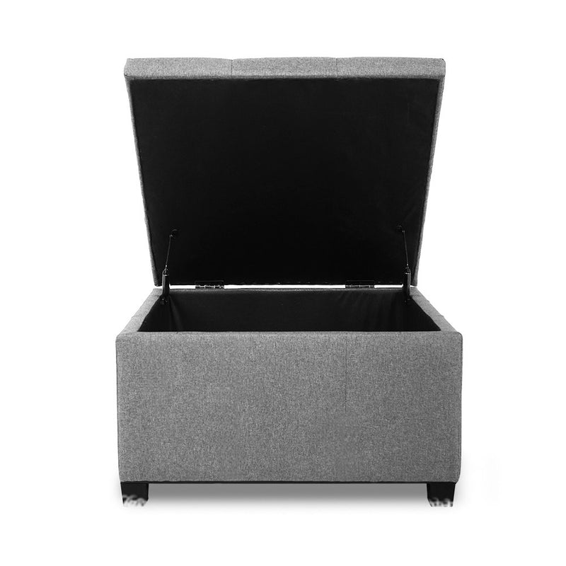 Artiss Storage Ottoman Blanket Box Linen Foot Stool Chest Couch Bench Toy Grey - Sale Now