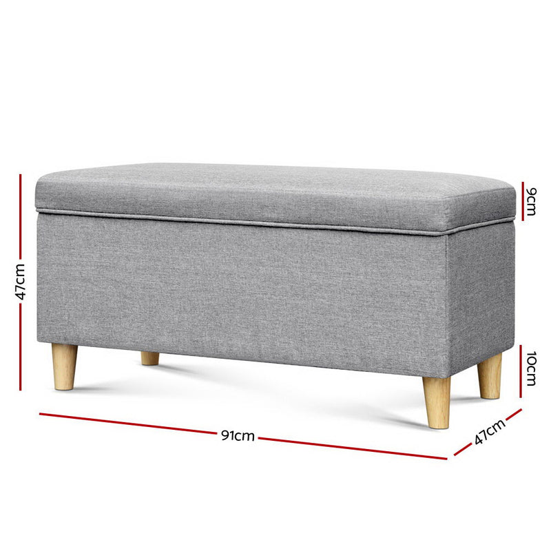 Keezi Storage Ottoman Blanket Box Toy Chest Kids Foot Stool Couch Light Grey - Sale Now