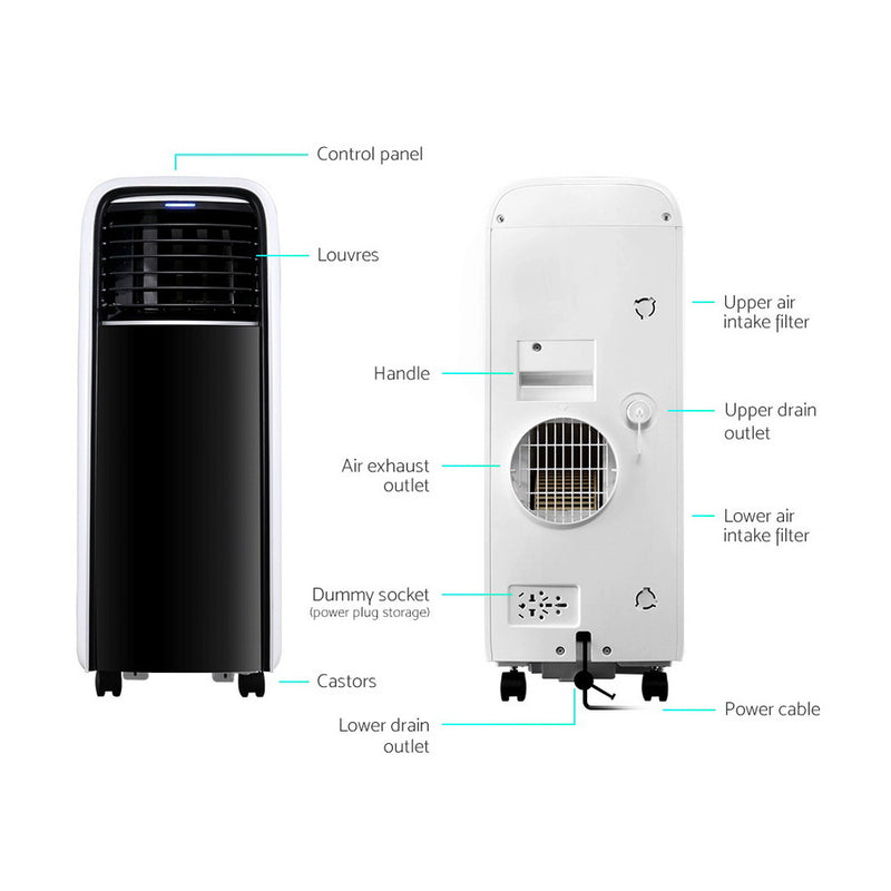 Devanti Portable Air Conditioner Cooling Mobile Fan Cooler Dehumidifier White 2500W - Sale Now