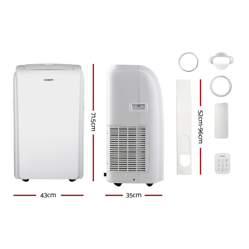 Devanti Portable Air Conditioner Cooling Mobile Fan Cooler Remote Window Kit White 3300W - Sale Now