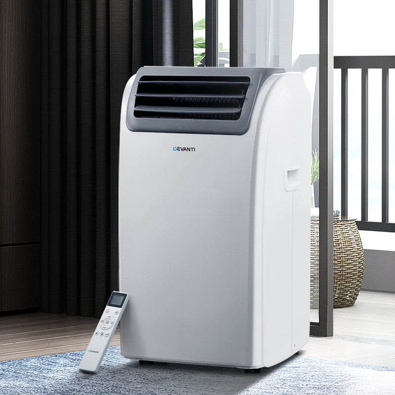 Devanti Portable Air Conditioner Cooling Mobile Fan Cooler Dehumidifier Window Kit White 3300W - Sale Now