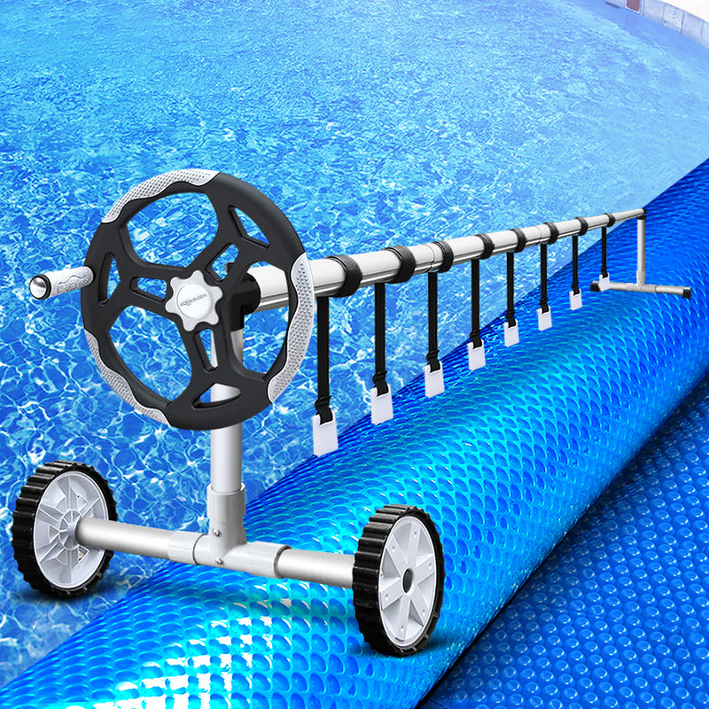 Aquabuddy Solar Swimming Pool Cover Blanket Roller Wheel Adjustable 7 X 4m - Sale Now