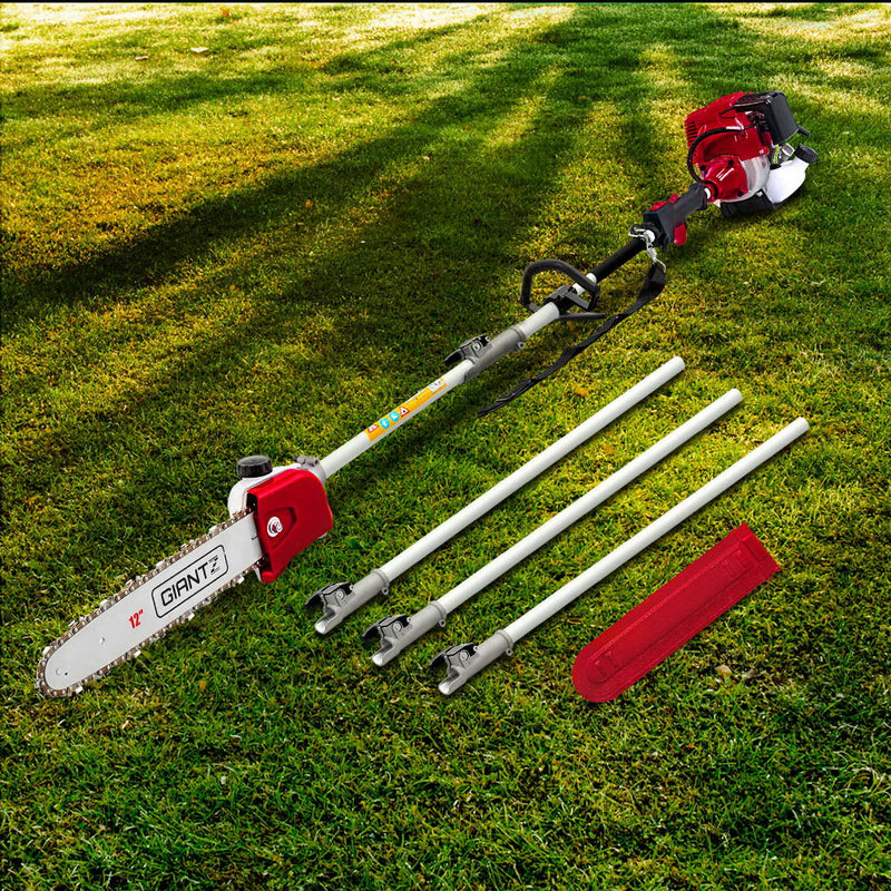 Giantz 4 Stroke Pole Chainsaw Petrol Chain Saw Brush Cutter Brushcutter Tree - Sale Now