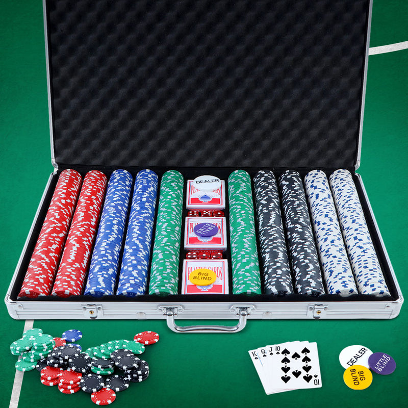 Poker Chip Set 1000PC Chips TEXAS HOLD'EM Casino Gambling Dice Cards - Sale Now