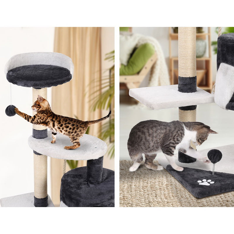 i.Pet Cat Tree 112cm Trees Scratching Post Scratcher Tower Condo House Furniture Wood - Sale Now