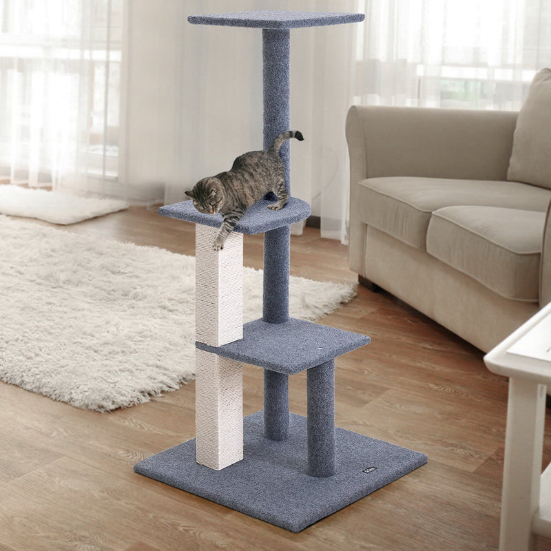 i.Pet Cat Tree 124cm Trees Scratching Post Scratcher Tower Condo House Furniture Wood Steps - Sale Now
