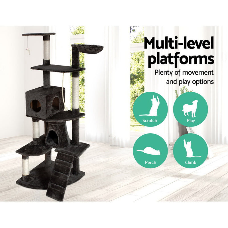 i.Pet Cat Tree 193cm Trees Scratching Post Scratcher Tower Condo House Furniture Wood - Sale Now