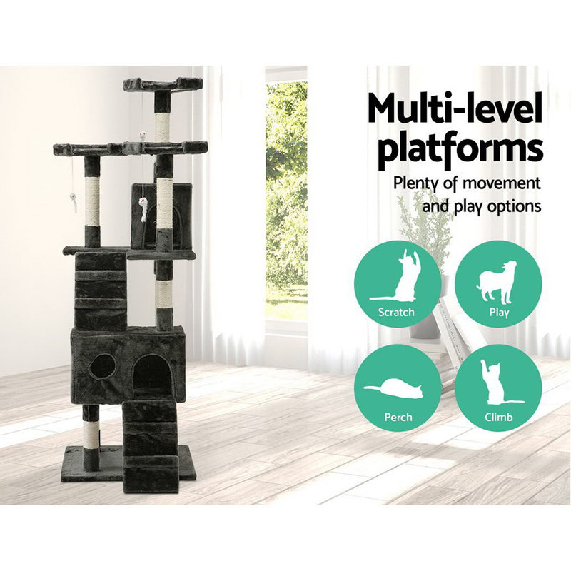 i.Pet Cat Tree 180cm Trees Scratching Post Scratcher Tower Condo House Furniture Wood - Sale Now