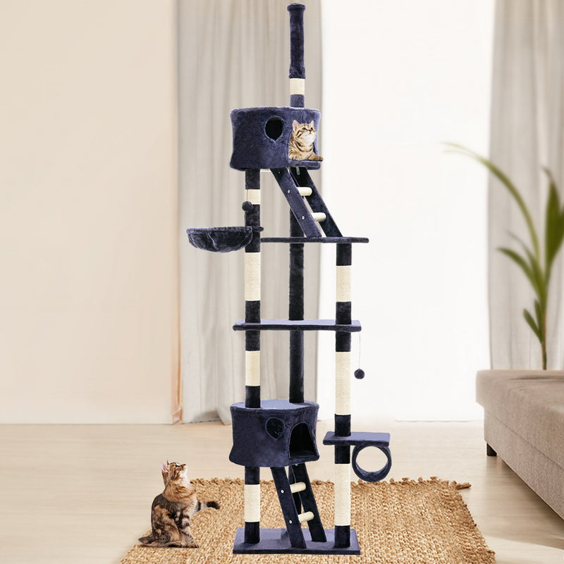 i.Pet Cat Tree 260cm Trees Scratching Post Scratcher Tower Condo House Furniture Wood Blue - Sale Now